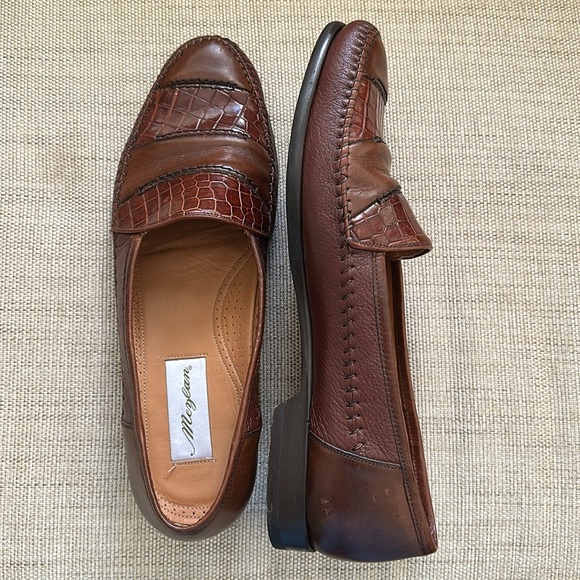 Mezlan Brown Crocodile Leather Loafers main image 13